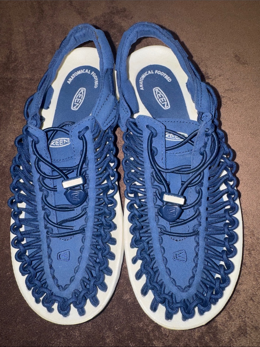 KEEN UNEEK Women's Woven Cord Sandals Navy Blue White Size 9
